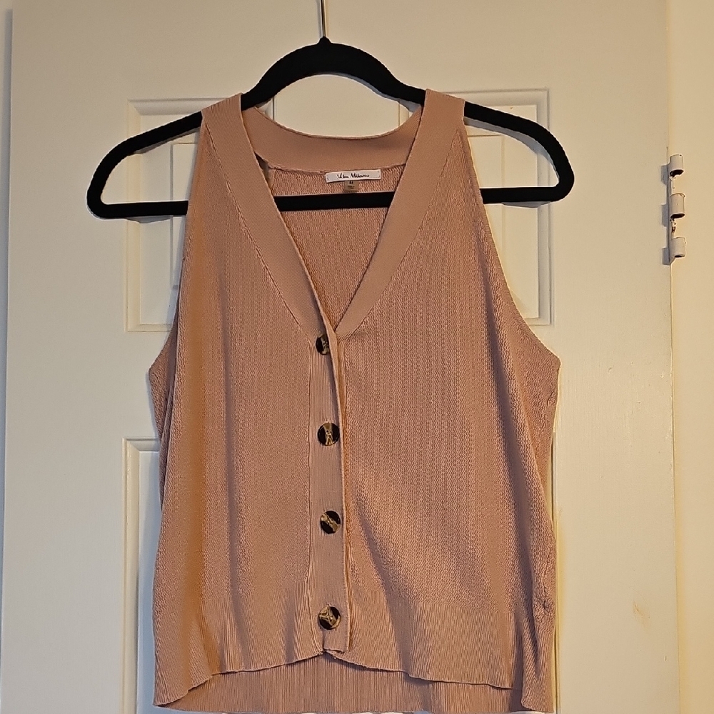 Light Pink Button-Down Sleeveless Top